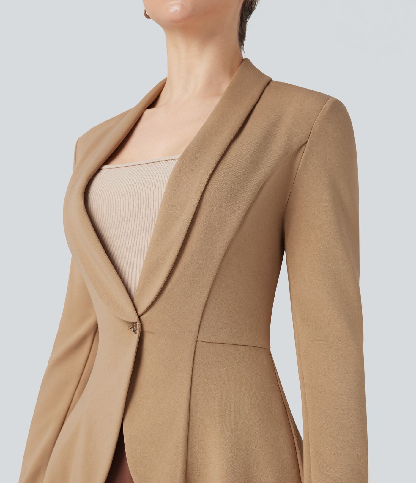 Manteau de travail col châle ourlet à volants à manches longues Halara Flex™