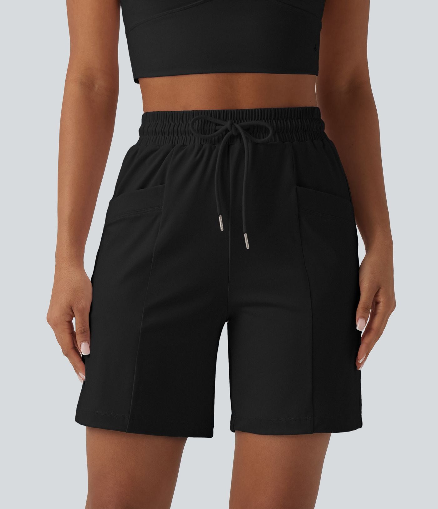 Bermuda de yoga SoftlyZero™ Airy taille haute avec cordon de serrage effet frais InstantCool et poches, protection solaire UPF50+