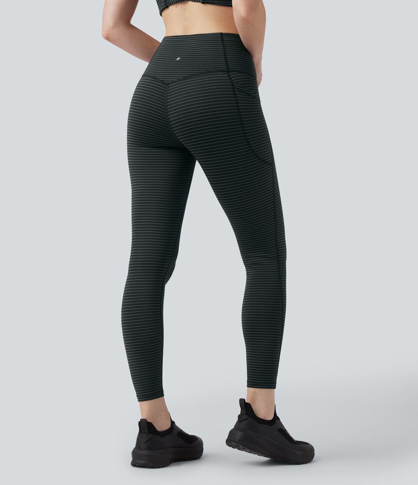 Legging de yoga taille haute gainant à rayures avec poches