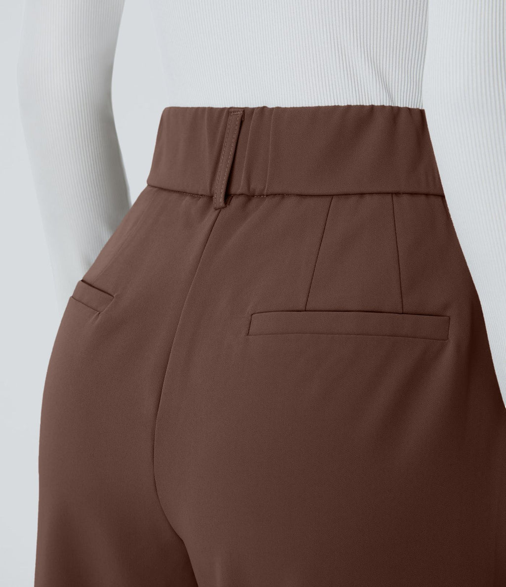 Pantalon tailleur Halara Flex™ fuselé uni, taille haute, avec poches