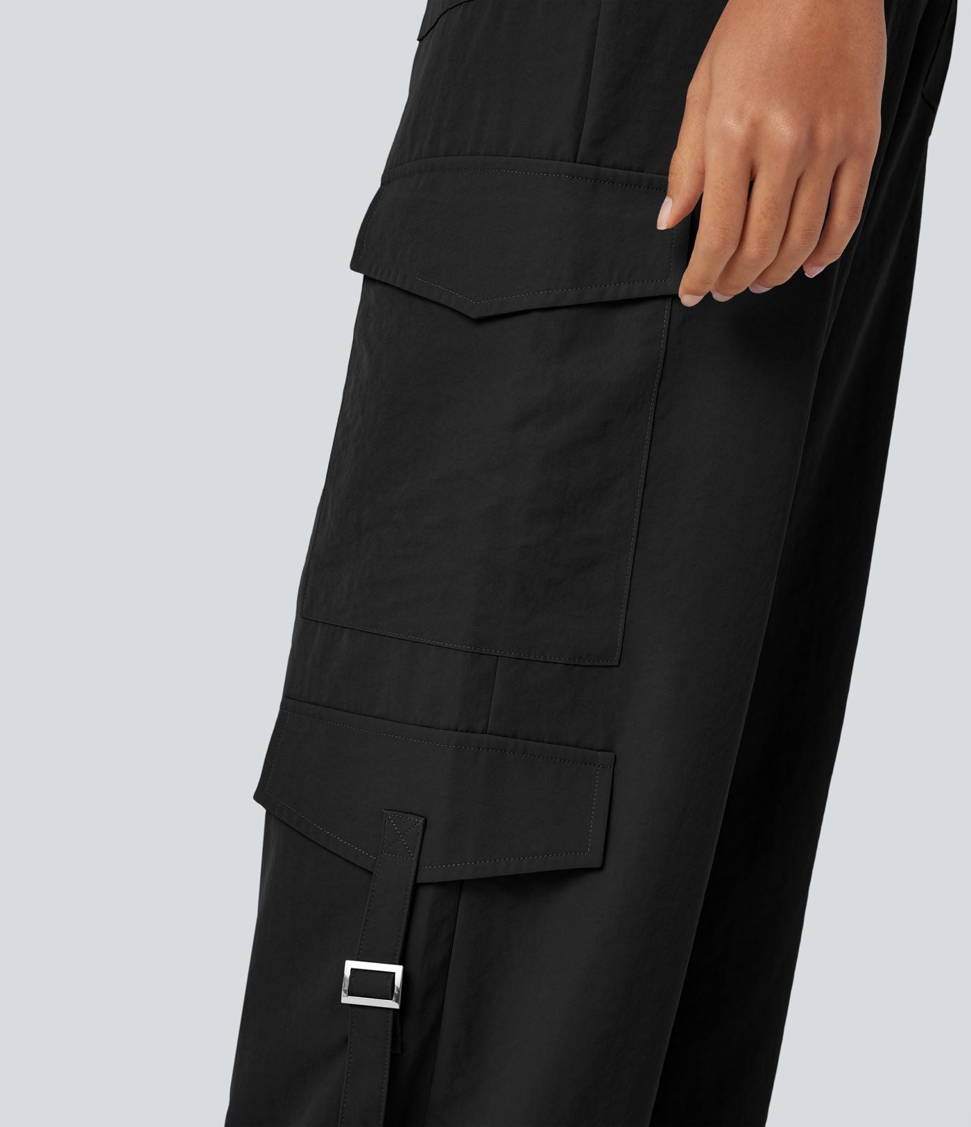 Pantalon cargo de voyage taille haute avec poches multiples