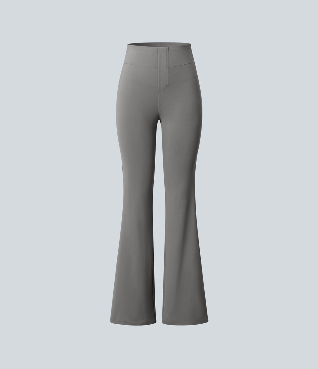 Pantalon tailleur bootcut taille haute ventre plat avec poches