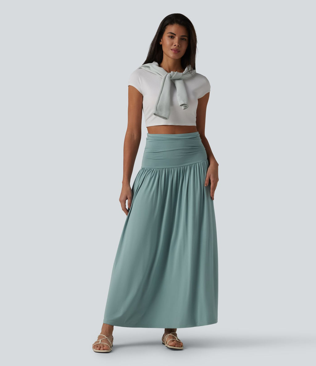 Robe midi casual bustier fluide avec détail froncé