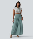 Robe midi casual bustier fluide avec détail froncé