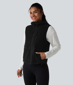Gilet de sport sherpa à capuche avec poches