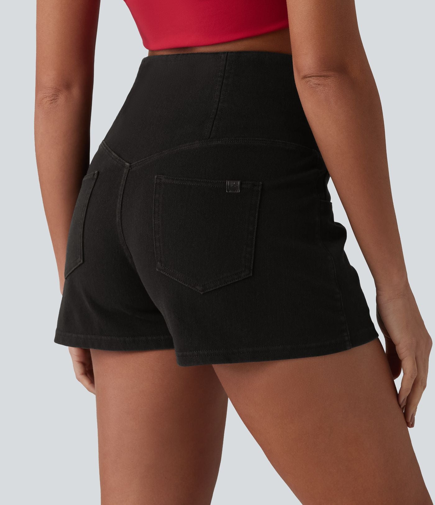 Short 7,5 cm décontracté gainant taille haute effet denim avec poches Halara Flex™