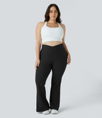 Patitoff™ Flow Pantalon Super Évasé Grande Taille à Taille Haute Croisée avec Poche Arrière Résistant aux Poils