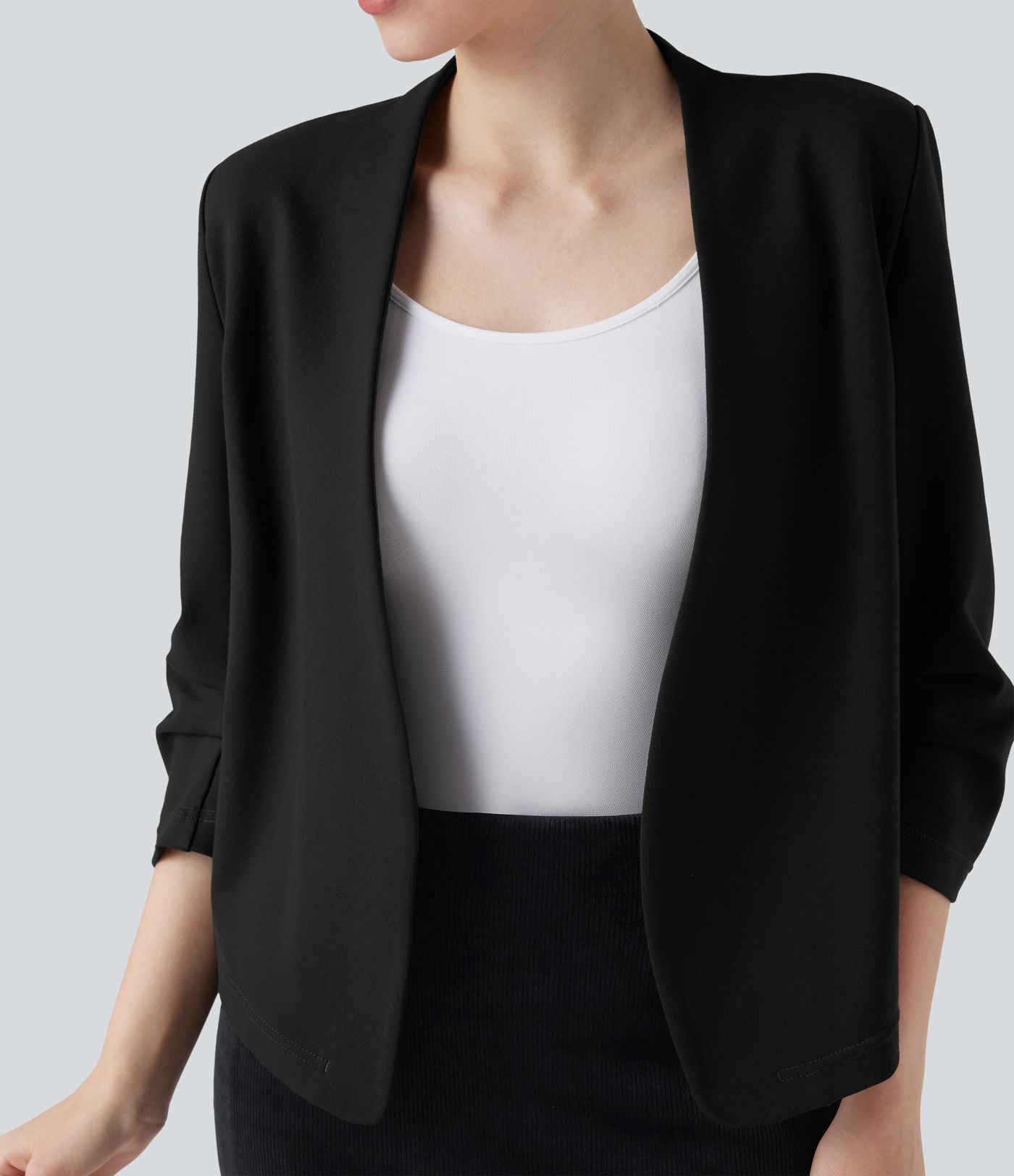 Blazer de travail résistant en ponte roma à décolleté en V et manches 3/4