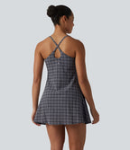 Robe sport mini 2-en-1 de tennis à carreaux tartan froissés, séchage rapide et poches – Édition Easy Peasy