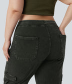 Halara Flex™ Jean Droite Cargo Taille Mi-Haute Multiples Poches Décontracté Extensible Droite Grande Taille
