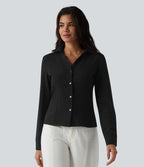 Chemise tailleur à col et manches longues avec braguette boutonnée