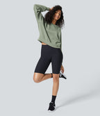 Sweatshirt Casual Solide à Manches Raglan et Col Rond