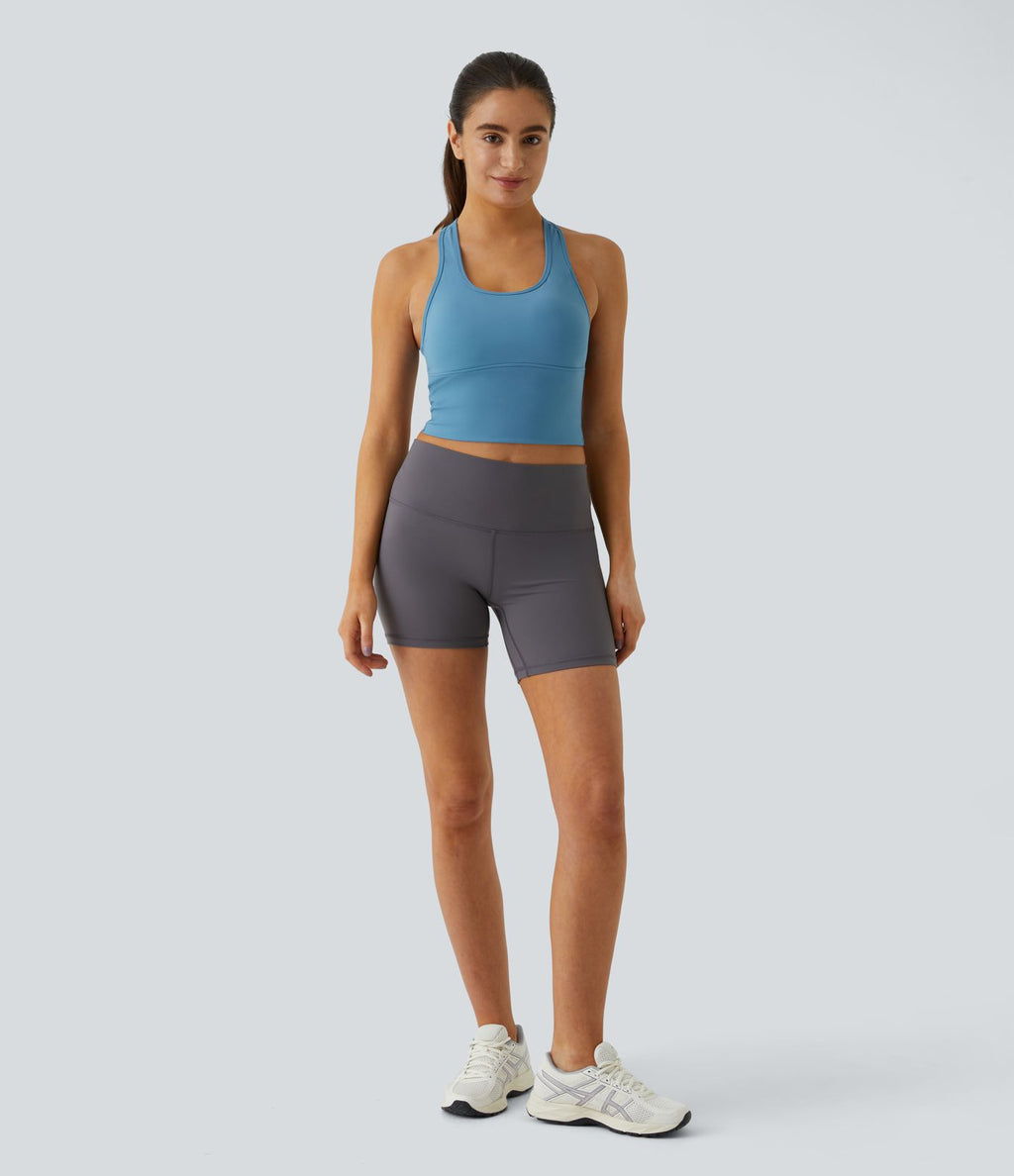 Softlyzero™ Plush Plus Débardeur Yoga Crop à Col U Plongeant Dos Nu Dos Nageur Découpé - UPF50+