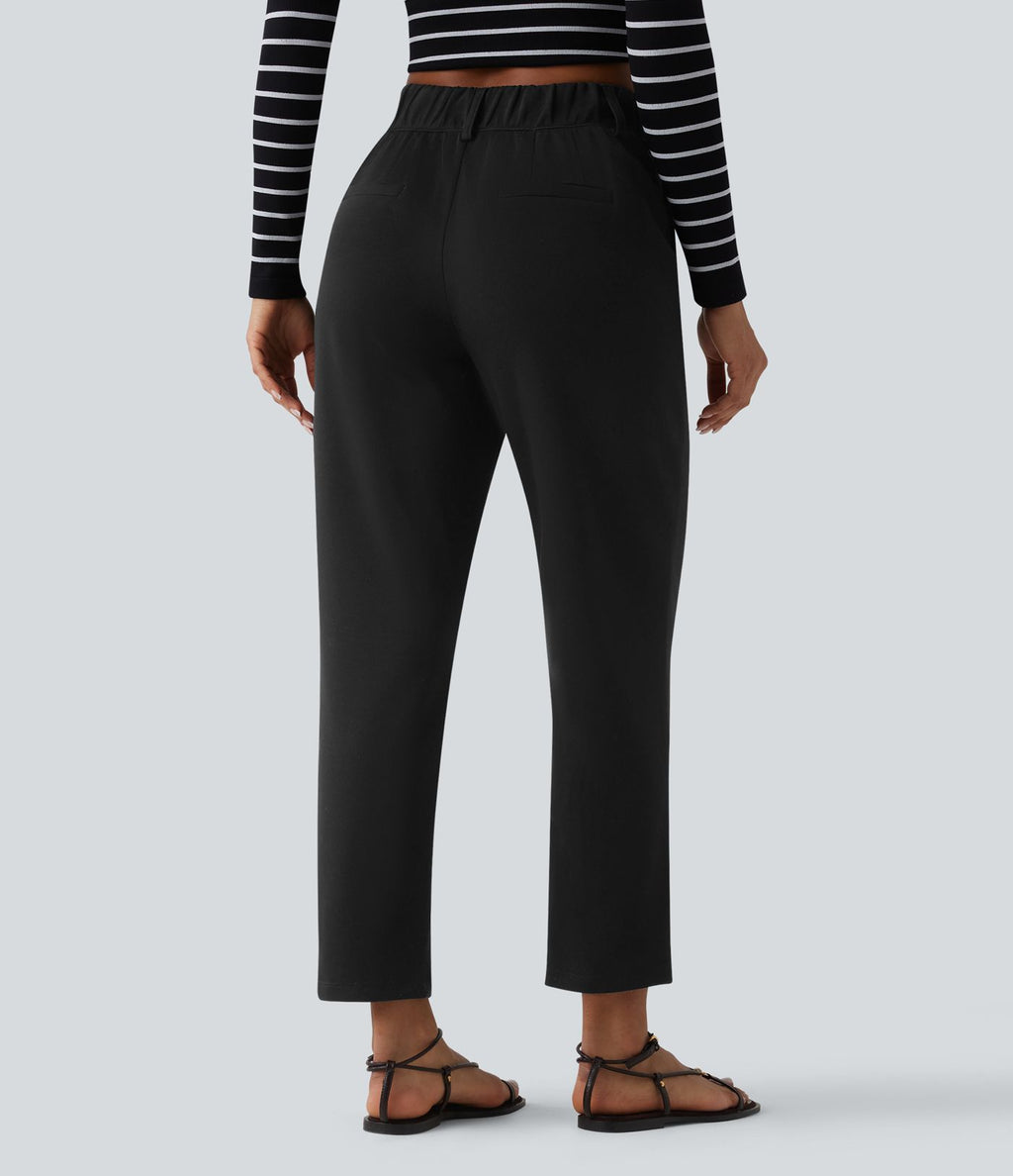 SpacerTek™ Pantalon fuselé décontracté taille haute avec poches