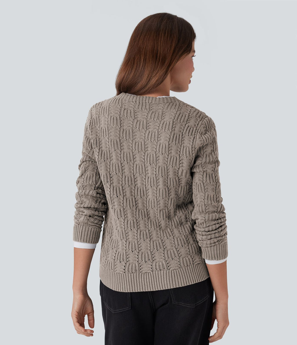 Pull décontracté col rond manches longues