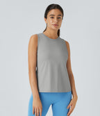 Top Débardeur Yoga Uni à Ourlet Croisé et Découpe