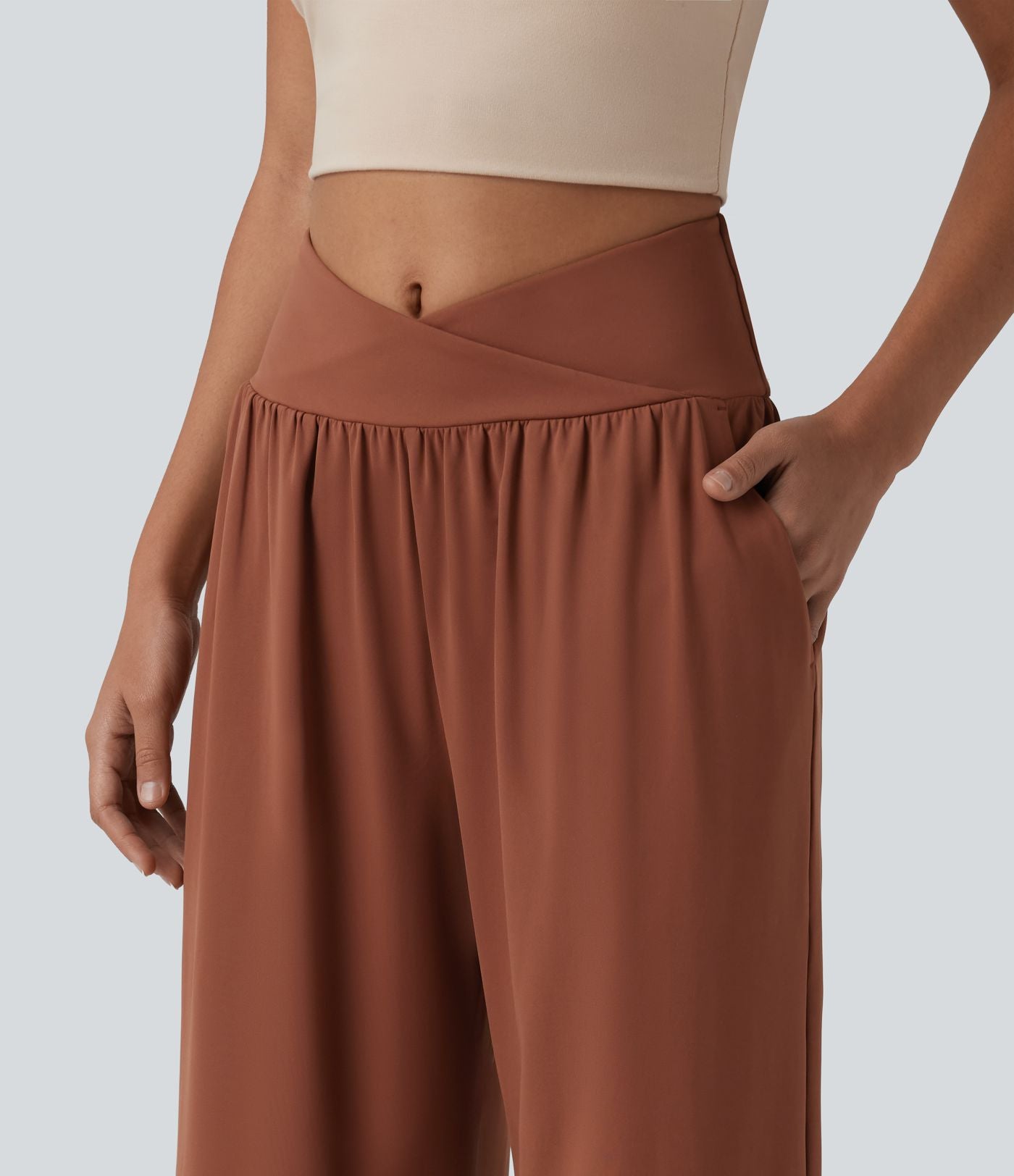 Pantalon ample décontracté SoftlyZero™ Airy taille haute croisé effet frais InstantCool avec poches