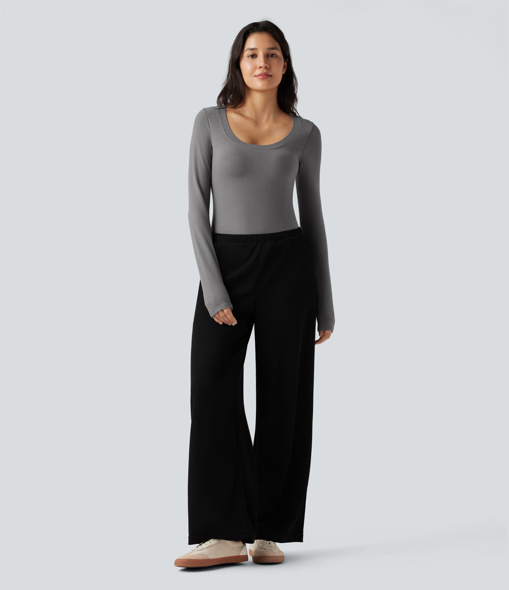 Top casual chaud push-up à col arrondi et manches longues - Bonnet A/B
