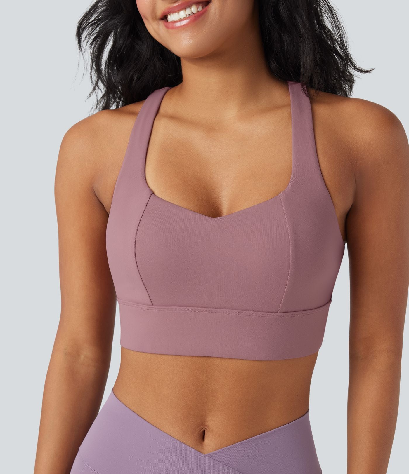 Brassière de sport yoga soutien souple dos nageur à bretelles croisées bonnets A-C