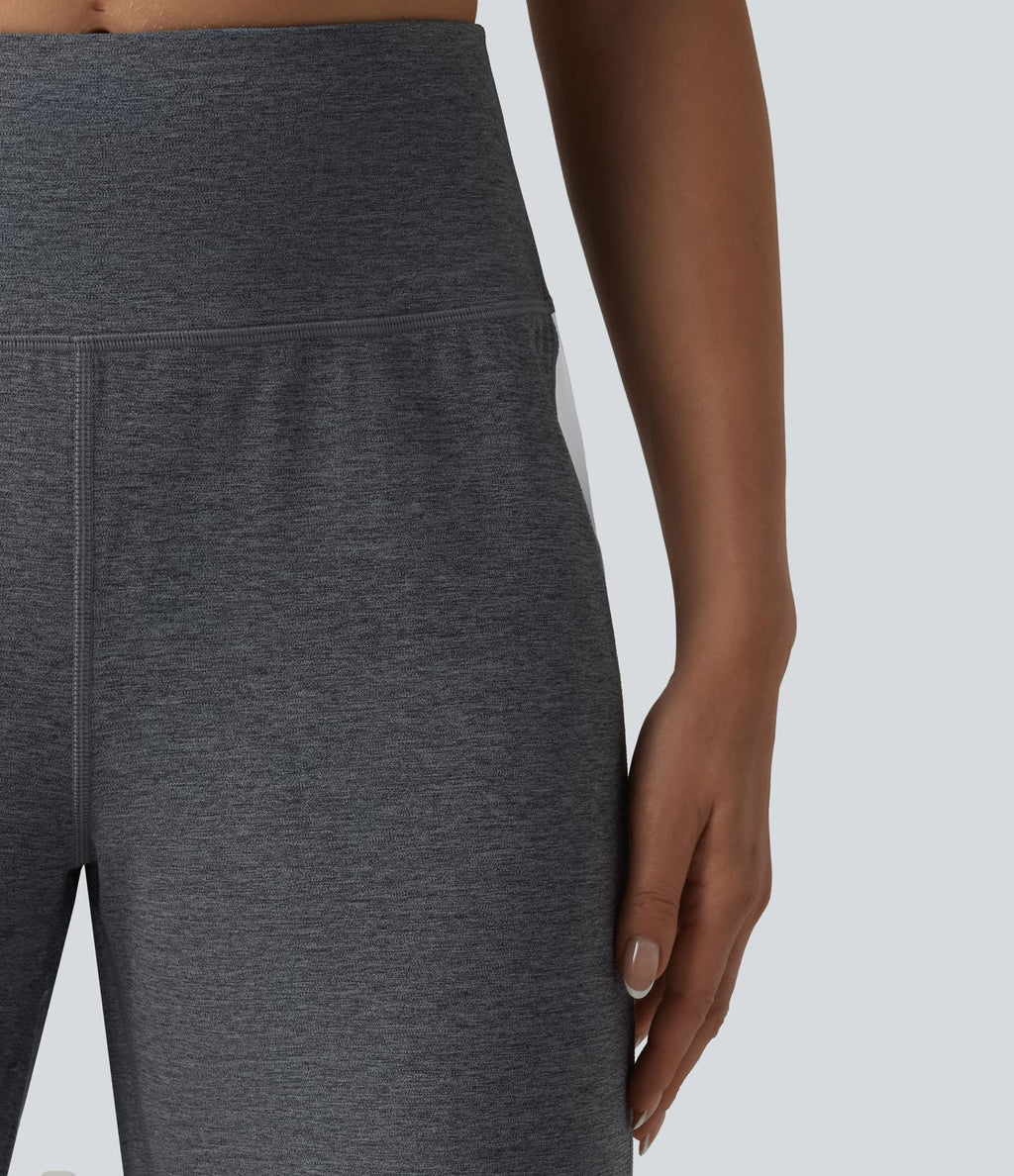 Pantalon droit taille haute à rayures séchage rapide avec poches