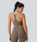 Halara UltraSculpt™ Débardeur de yoga col U dos nageur color block avec soutien-gorge intégré et poche