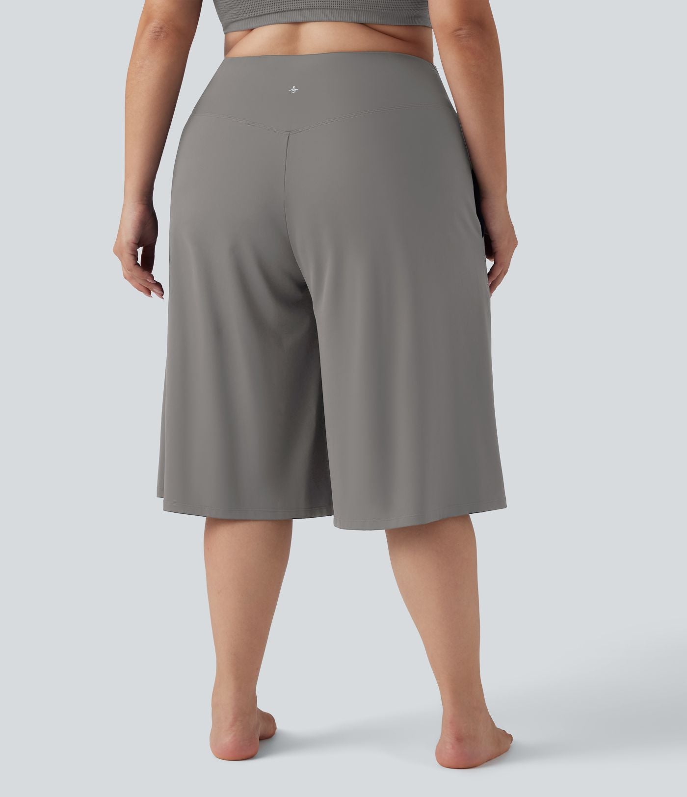 Pantalon corsaire grande taille large SoftlyZero™ Airy taille haute croisée effet frais InstantCool avec poches