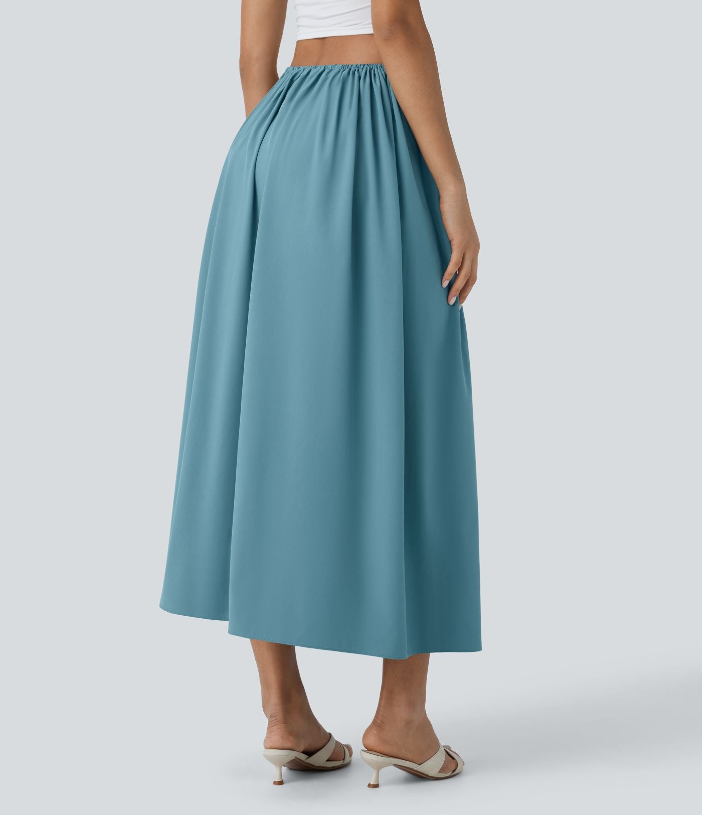 Jupe midi fluide fendue de plage 2 pièces taille haute à séchage rapide Breezeful™ avec cordon de serrage