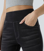 Halara Flex™ Jean bootcut décontracté extensible délavé taille haute à poches multiples