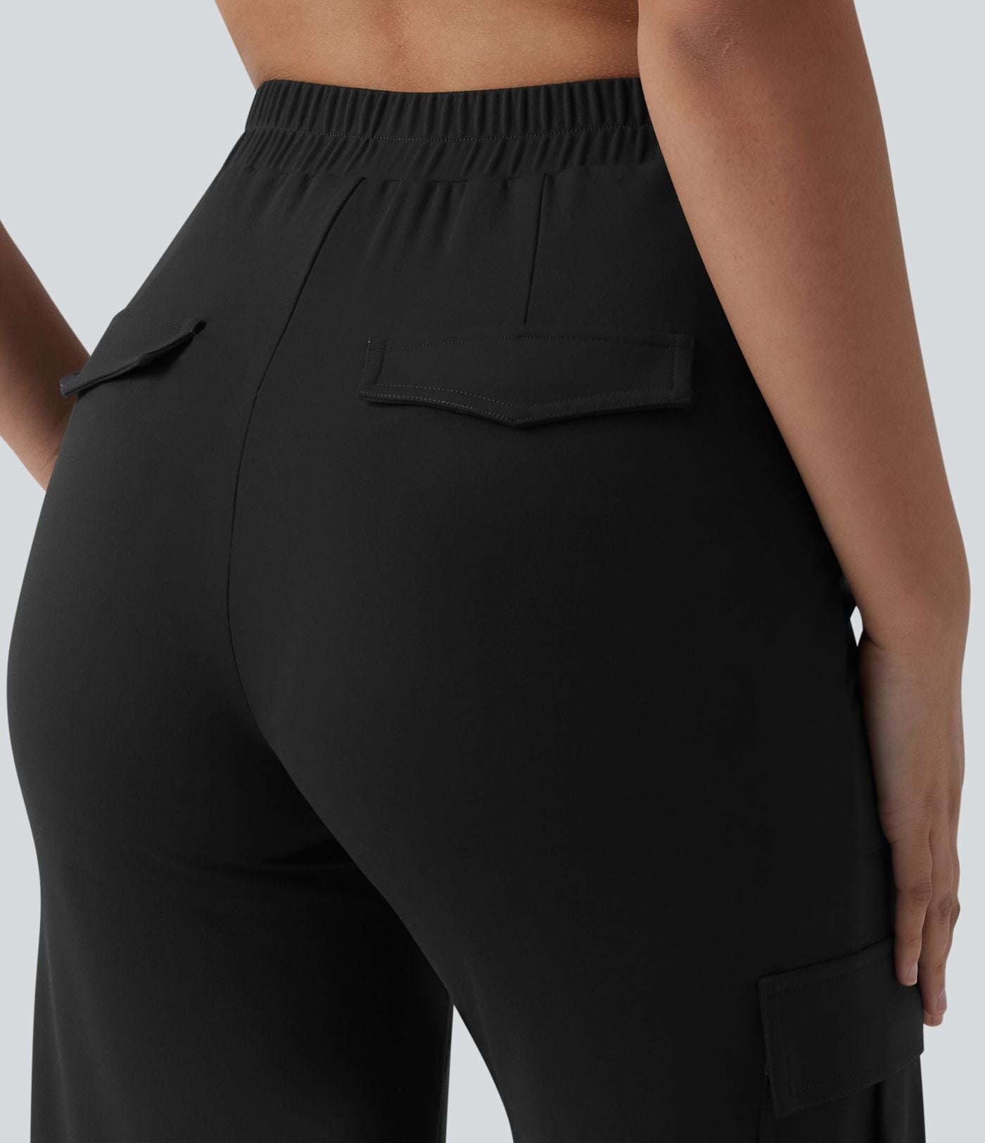 Pantalon cargo DayStretch casual large taille haute en V avec poches