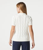 Pull polo décontracté en maille torsadée à manches courtes