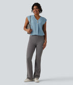 Blouse de Travail Col V Manches Courtes avec Boutons Décoratifs