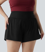 Short de yoga SoftlyZero™ Airy grande taille effet gainant 2-en-1 effet frais, entrejambe 13cm taille haute avec poches