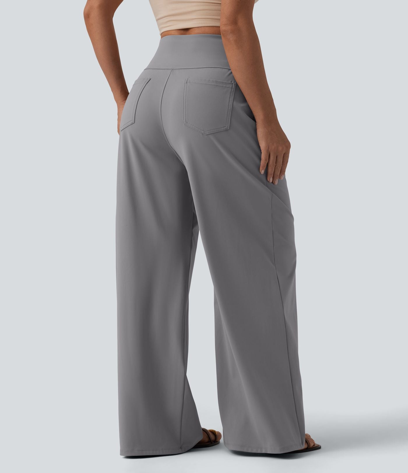 Pantalon large décontracté SoftlyZero™ Airy gainant taille haute effet frais InstantCool avec poches, protection solaire UPF50+