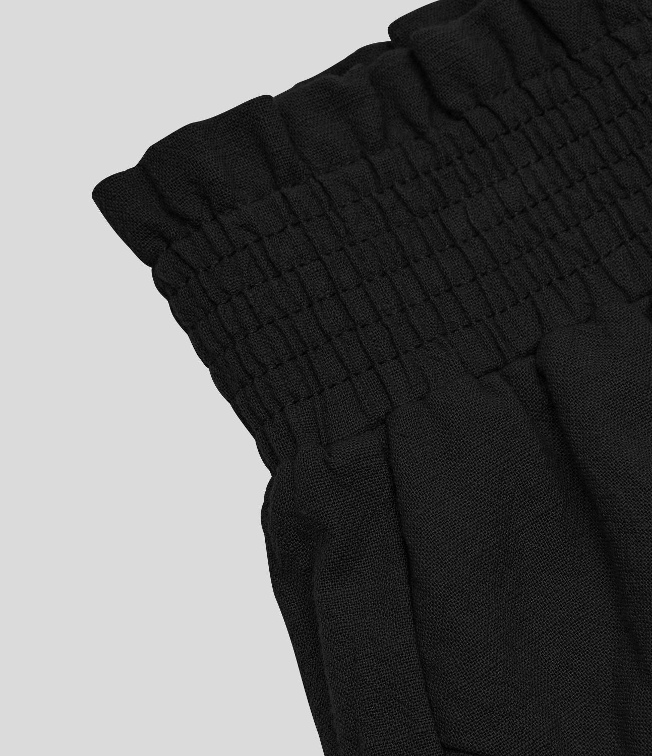 Short Évasés Casual à Taille Haute avec Volants Frisés et Effet Lin