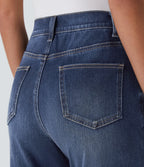 Jean droit Halara Flex™ à taille haute, poches multiples, effet délavé et tissu extensible