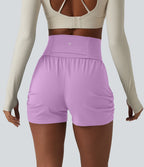 Short de yoga SoftlyZero™ Airy taille haute froncé effet frais InstantCool 7,5 cm avec poches
