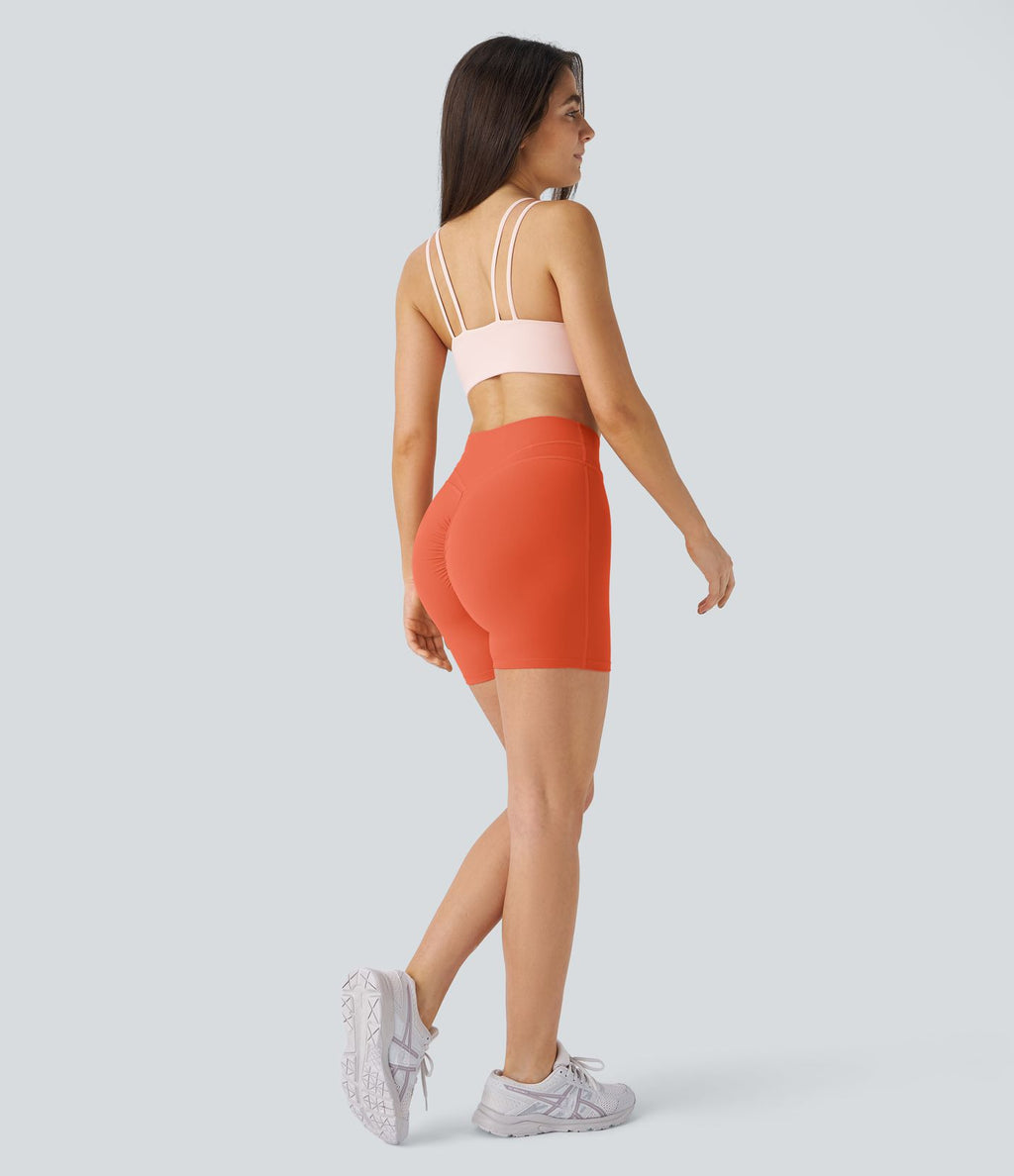 Softlyzero™ Plush Shorts 12,5cm Yoga Taille Haute Croisés Froncés