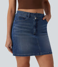 Jupe mini en jean Halara Flex™ casual taille mi-haute asymétrique avec poches