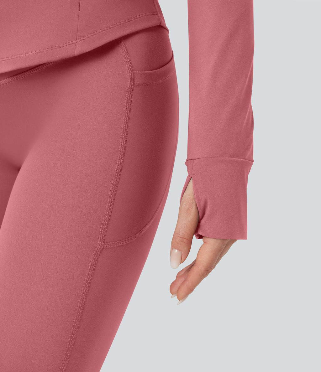 Veste de yoga Halara UltraSculpt™ col montant push-up manches longues à trous pouces avec poches