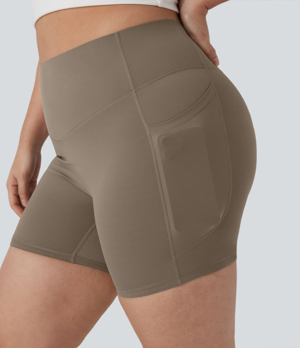 Short cycliste 12,5 cm d'entraînement gainant taille haute grande taille avec poches Halara UltraSculpt™