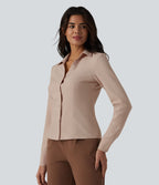 Chemise tailleur à col et manches longues avec braguette boutonnée