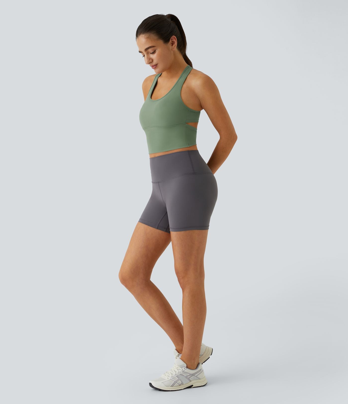 Softlyzero™ Plush Plus Débardeur Yoga Crop à Col U Plongeant Dos Nu Dos Nageur Découpé - UPF50+