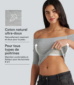 T-shirt décontracté Halara Cotton Jersey épaules dénudées à manches mi-longues, bretelles amovibles et coussinets amovibles, bonnets B à E