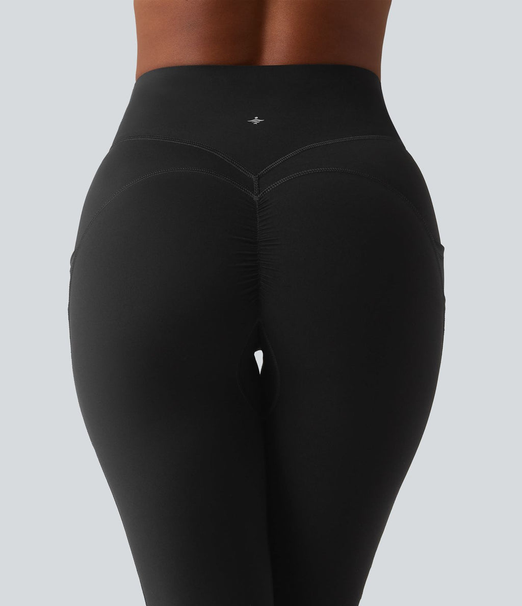 Legging de sport 7/8 Halara UltraSculpt™ taille haute gainant scrunch en mesh contrastant à poches