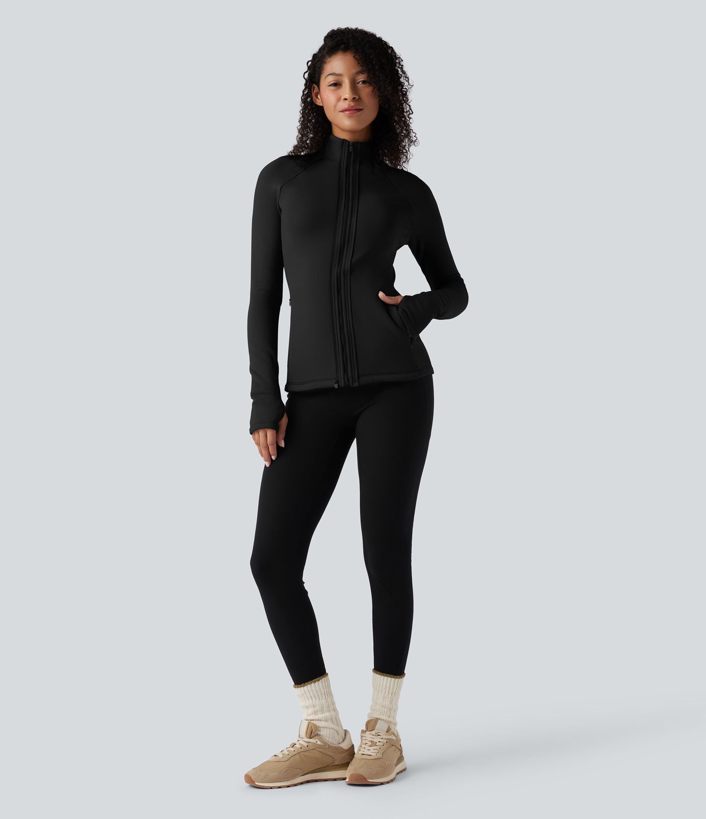 Veste polaire PuffFlex 3-en-1 à col montant et manches longues avec passe-pouces et gilet matelassé avec poches