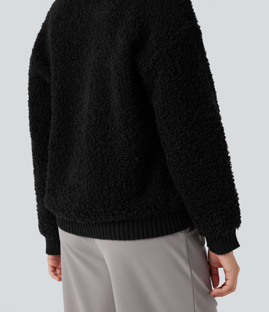 Pull col tailleur manches raglan longues avec poches