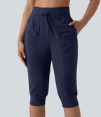 Jogging de danse fuselé 7/8 froncé séchage rapide effet frais InstantCool taille haute avec cordon de serrage et poches, protection solaire UPF40+