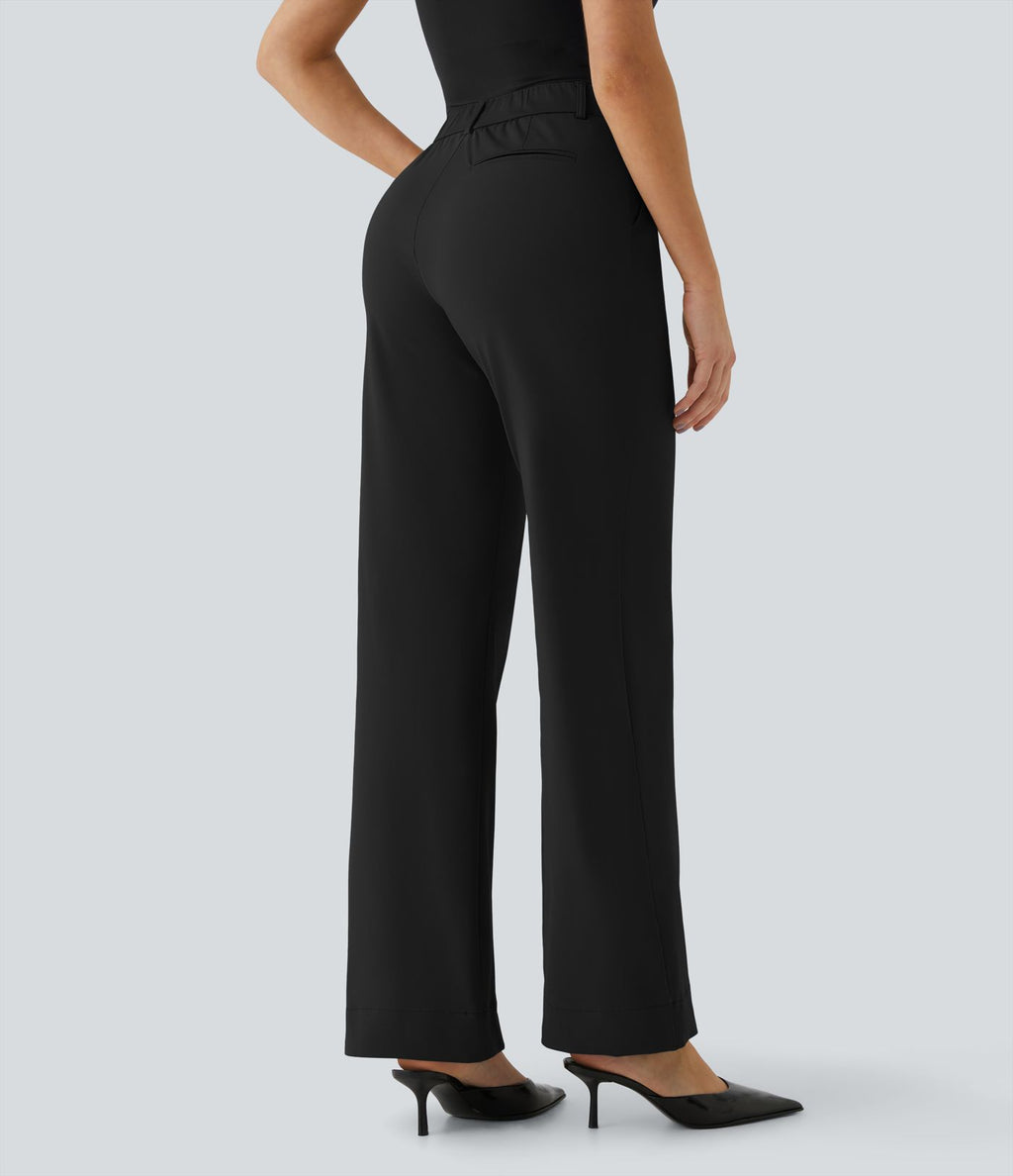 Pantalon de travail Halara Flex™ droit, taille mi-haute, avec poches