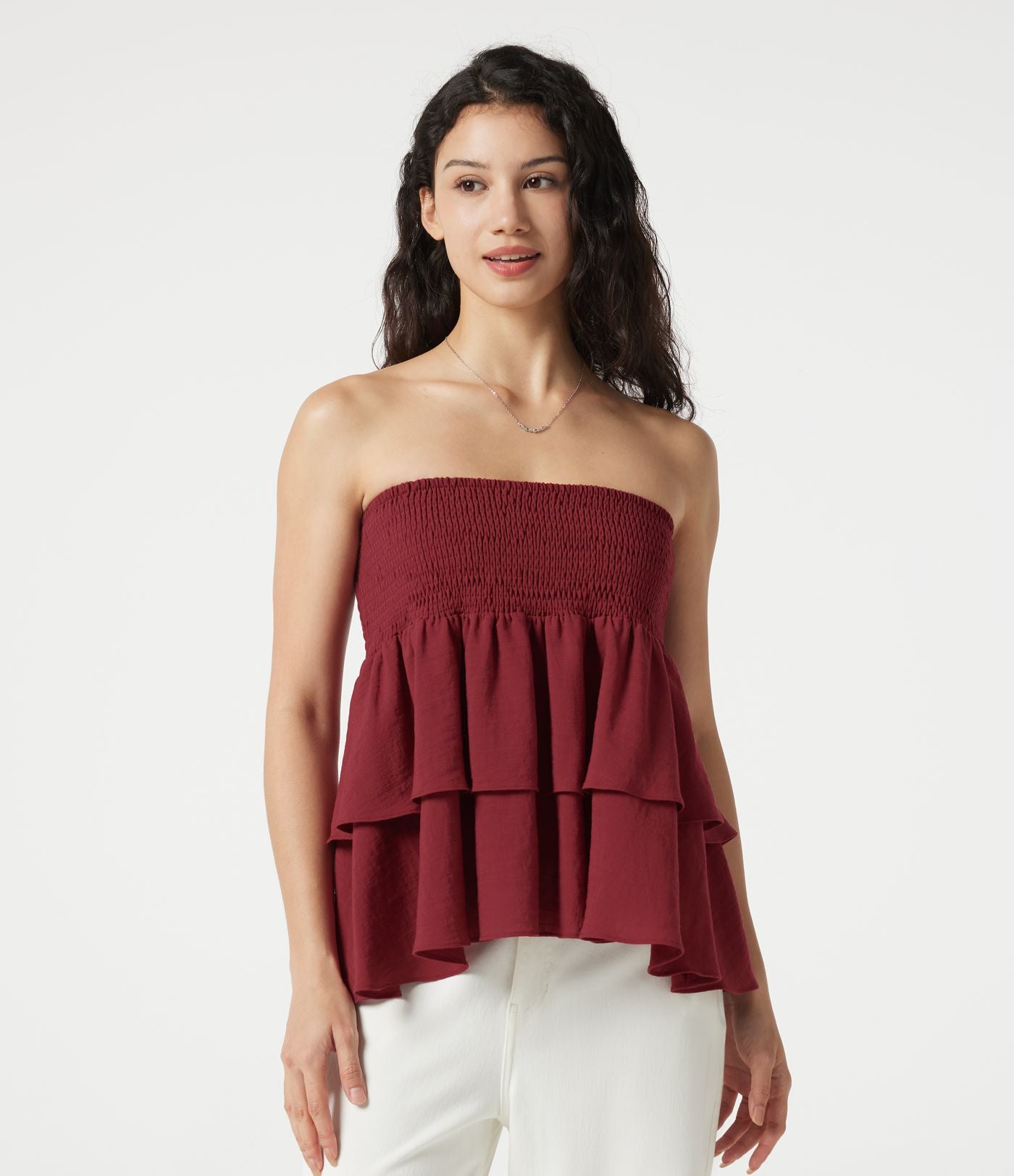 Jupe mini casual taille haute froncée à volants effet lin