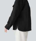 Veste sherpa à col à manches longues avec poches